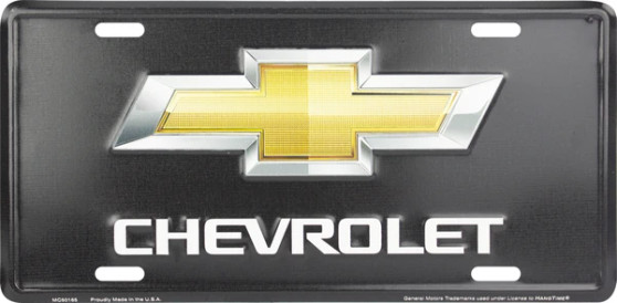 Hangtime Chevrolet Bowtie on Black background novelty license plate