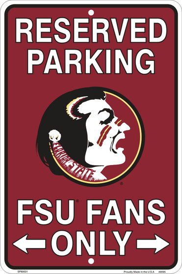 Hangtime Florida State Seminoles 8 x 12 embossed metal parking sign