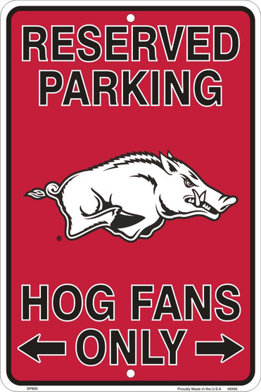 Hangtime Hog Fans Reserved Parking Sign Metal 8 x 12 embossed