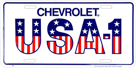 Hangtime Chevrolet USA-1 embossed metal license plate 6 x 12