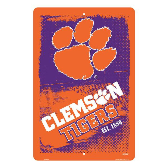 Hangtime Clemson University - Clemson Tigers 12 x 18 inch Grunge Parking Sign