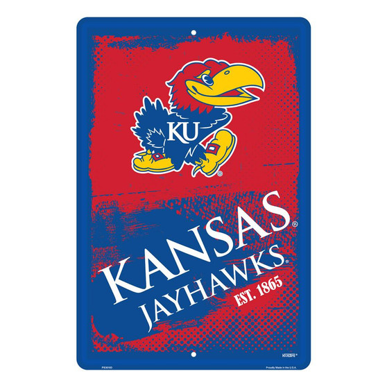 Hangtime Kansas University - Kansas Jayhawks 12 x 16 Grunge Parking Sign