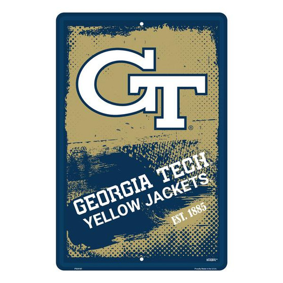 Hangtime Georgia Tech University - Georgia Tech Yellow Jackets 12 x 16 Grunge Parking Sign