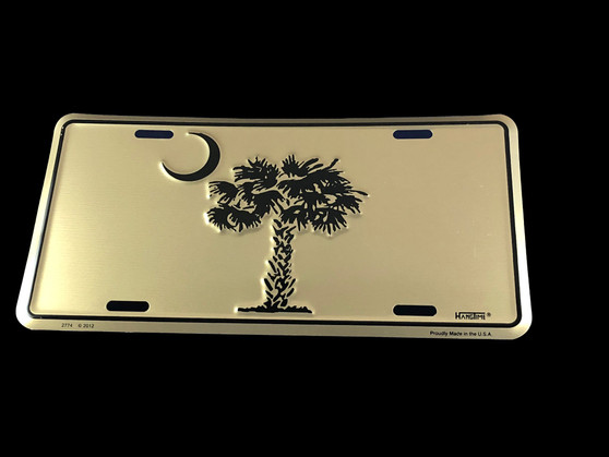 Hangtime South Carolina - Palmetto Moon 6 x 12 inch License Plate - Black on Gold