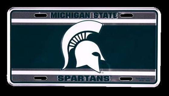 Hangtime Michigan State - Michigan State Spartans - Spartan Head on Green Background 6x12 License Plate