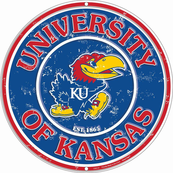 Hangtime University of Kansas - Kansas Jayhawks 12 inch Circular Sign