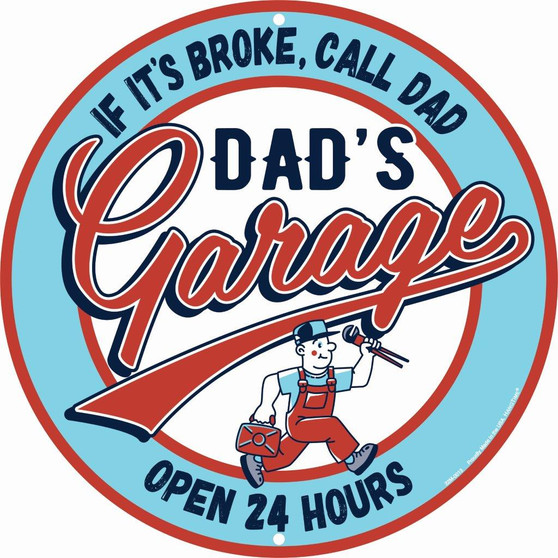 Hangtime Dad's Garage Nostalgia 12 inch Circle Sign