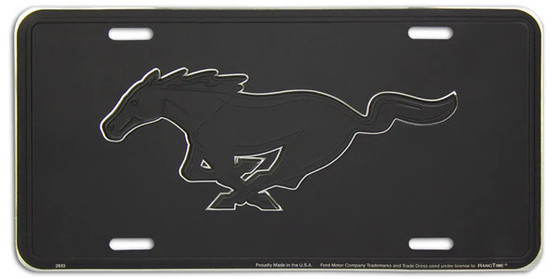 Hangtime Ford Mustang Emblem on Black 6x12 inch License Plate