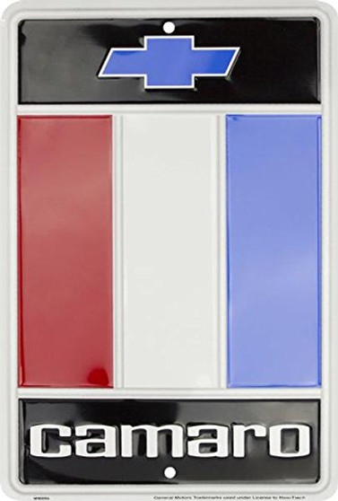 Hangtime Camaro Emblem 8x12 Small Parking Sign - Red,White,Blue