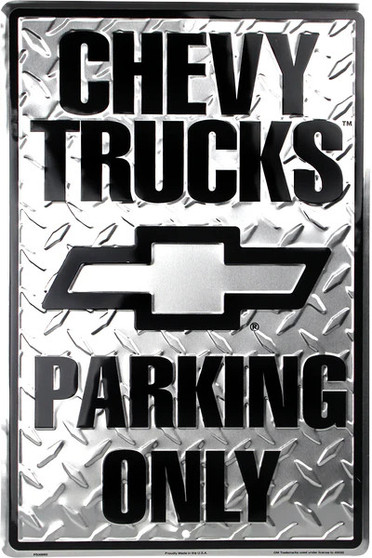 Hangtime Chevy Trucks Parking Only on Diamond Background 12x18 Parking Sign