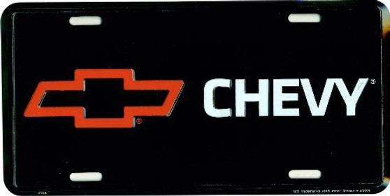 Hangtime Chevy Red Bowtie on Black 6x12 License Plate