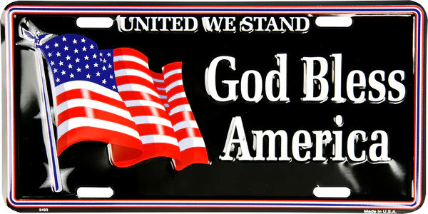 HangTime God Bless America - United We Stand 6x12 License Plate