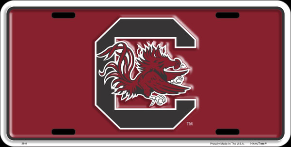 HangTime University of South Carolina - USC Gamecocks 6 x 12 inch Logo on Red License Plate