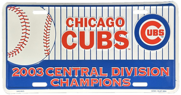 HangTime MLB Chicago Cubs 2003 Central Division Champs License Plate