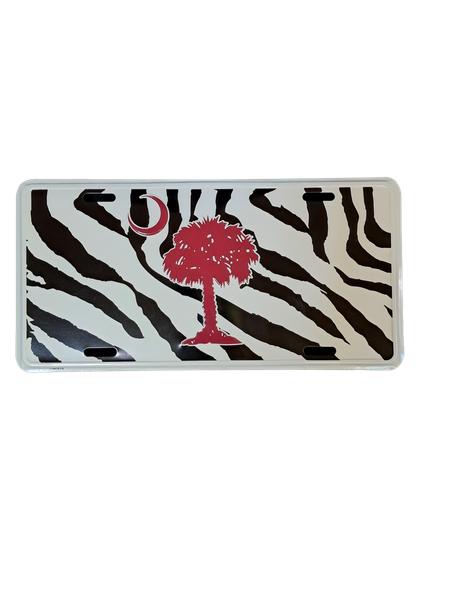 HangTime Palmetto Moon Garnet on Zebra Stripe 6x12 License Plate