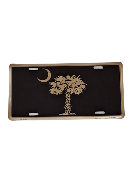 HangTime Palmetto Moon - Gold on Black 6x12 inch license plate