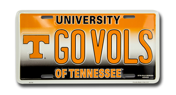 Tenn GO VOLS 6 x 12 Embossed aluminum license