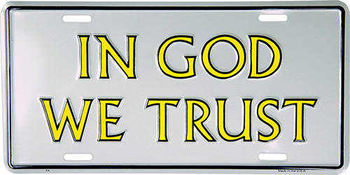 HangTime In God we Trust Religious license plate