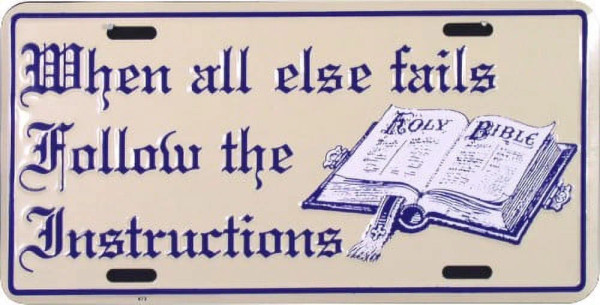 HangTime When all else fails follow the instructions Religious license plate