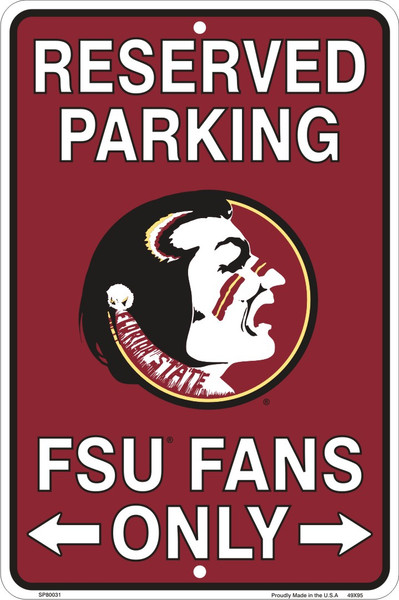 HangTime Florida State Seminoles 8 x 12 embossed metal parking sign