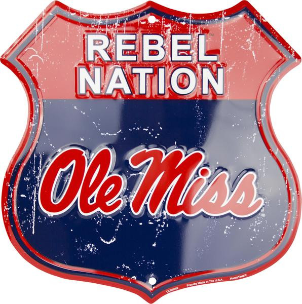 HangTime University of Mississippi - Ole Miss Rebels - REBEL NATION 12x12 Die Cut Route Sign