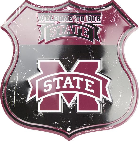 HangTime Mississippi State University - MSU Bulldogs - WELCOME TO OUR STATE - 12x12 Die Cut Route Sign
