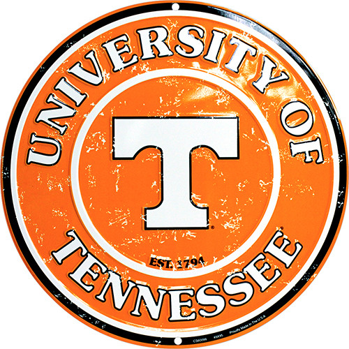 Tennessee Vols 12 Inch Embossed Metal Nostalgia Circular Sign