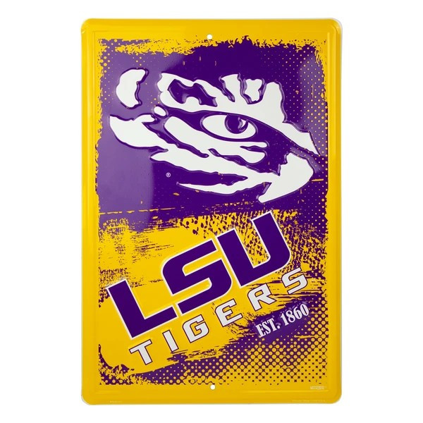 HangTime Louisiana State University - LSU Tigers 12 x 18 inch Grunge Parking Sign