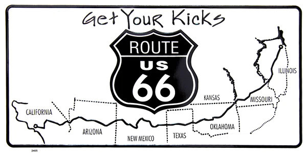 HangTime Route 66 Get Your Kicks 6x12 License Plate