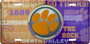 Hangtime Clemson University - Clemson Tigers - Bullseye Style License Plate