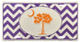 Hangtime South Carolilna - Palmetto Moon - 6 x 12 inch License Plate - Orange on White Oval with Purple and White ZigZag Background