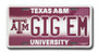 Texas A&M GIG'EM 6 x 12 Embossed aluminum license plate