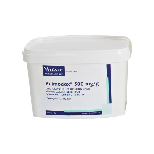 Pulmodox 500 mg/g Granulat Doxycyclin für Schwein, Huhn, Pute (1000g)