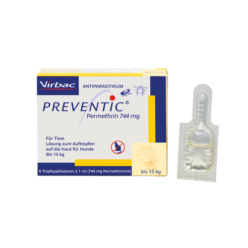Preventic Permethrin 744 mg (6 Tropfapplikatoren) - Kurzläufer MHD 31.08.2026