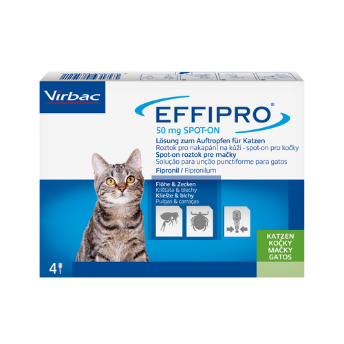 Effipro 50 mg Fipronil Katze gegen Flöhe und Zecken (4 Pipetten)