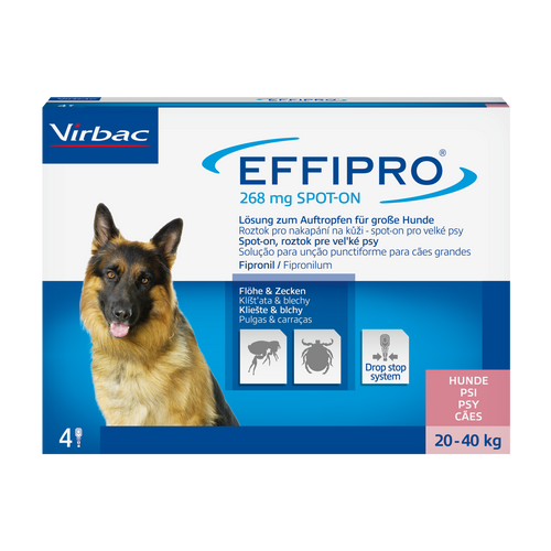 Effipro 268 mg Fipronil (L) für große Hunde gegen Flöhe und Zecken (4 Pipetten)