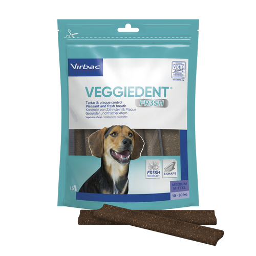 VeggieDent Kaustreifen Größe M (für Hunde von 10 bis 30 kg Körpergewicht)