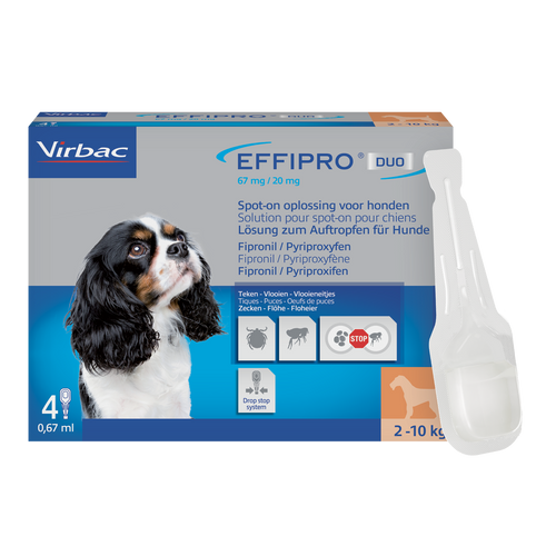 Effipro Duo 67/20 mg Fipronil/Pyriproxifen Größe S für Hunde 2 bis 10kg (4 Pipet