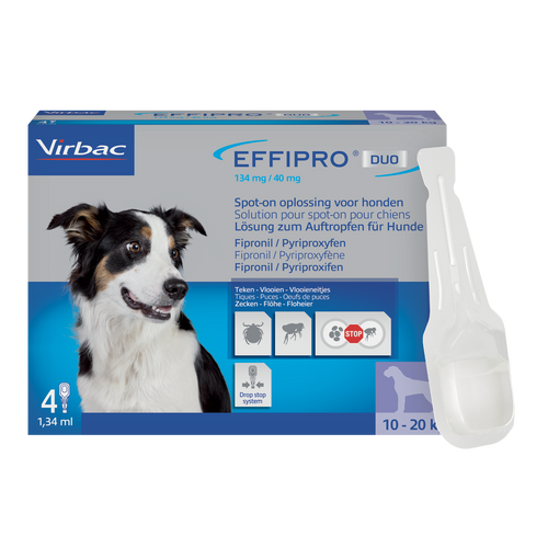 Effipro Duo 134/40 mg Fipronil/Pyriproxifen Größe M für Hunde 10 bis 20kg (4 Pip