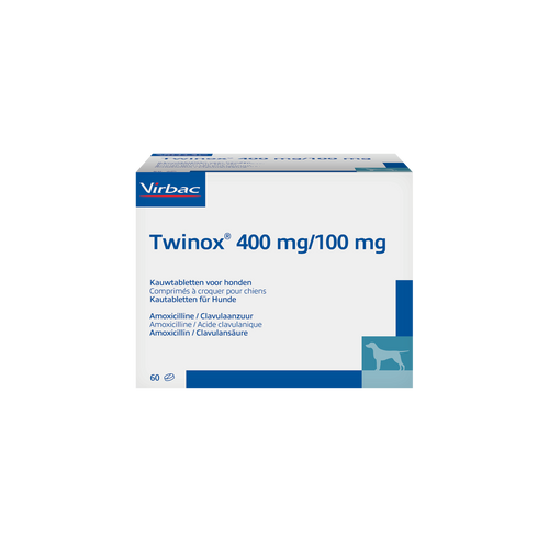 Twinox 400 mg / 100 mg Amoxicillin / Clavulansäure für Hunde (60 Tabletten)