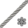 304 Stainless Steel Wire Rope 3/8", 7x19, 50 ft coil