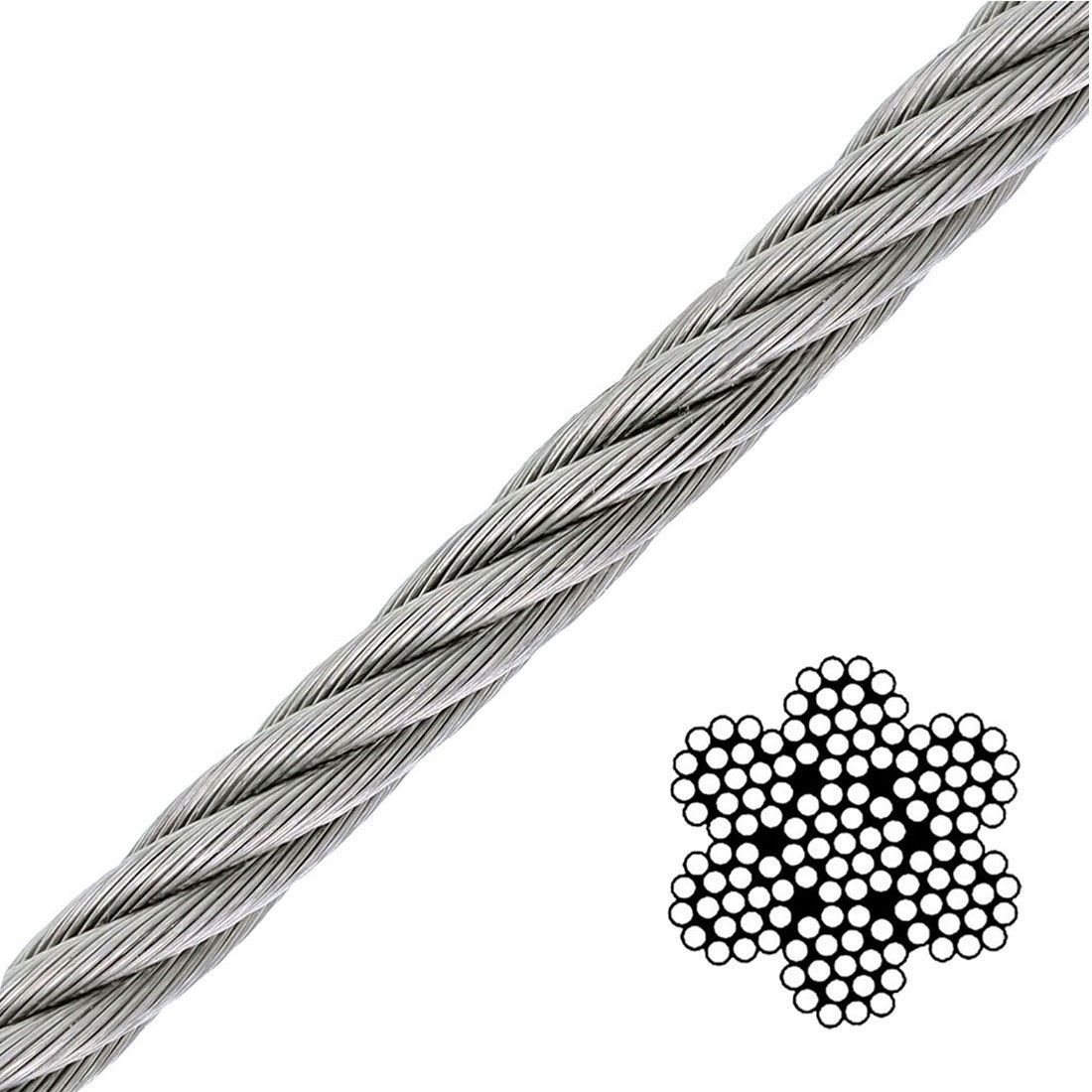 304 Stainless Steel Wire Rope 5/16", 7x19, 120 ft