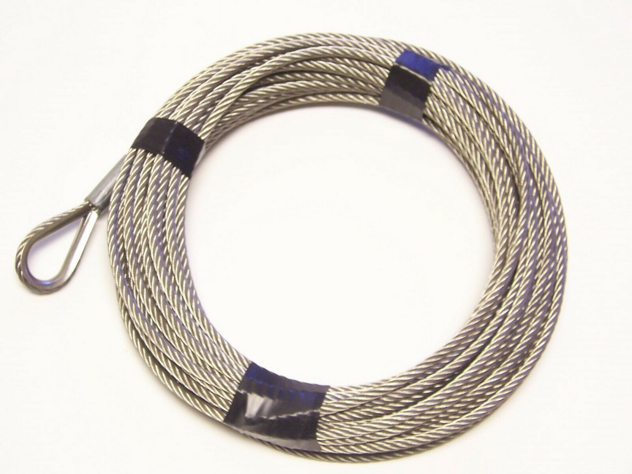 3/16" x 25 ft Stainless Steel Winch Cable, SS Thimble & ZP Copper Sleeve Eye
