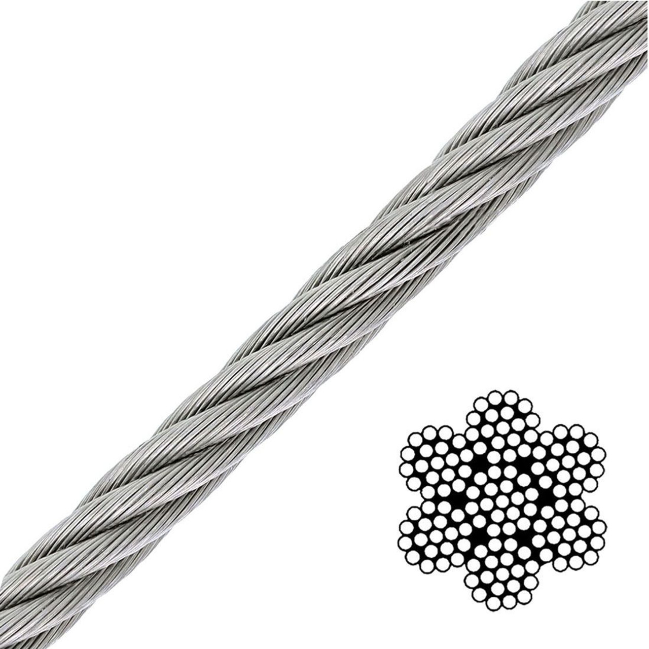 304 Stainless Steel Wire Rope 5/32", 7x19, 500 ft