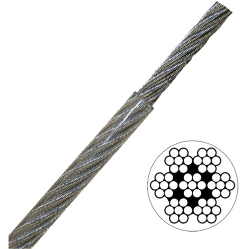 Clear Vinyl Coated Stainless Steel Wire Rope, 3/16" - 1/4", 7x19, 500 ft reel
