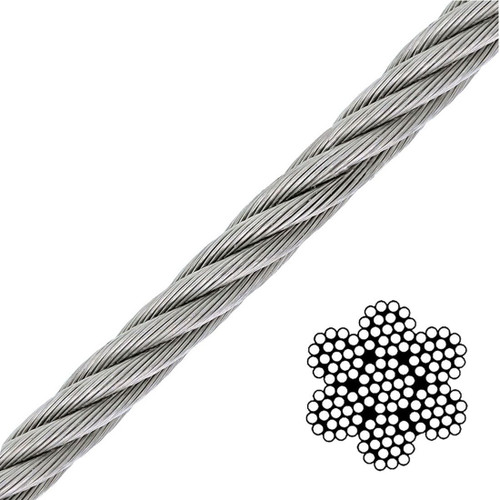 304 Stainless Steel Wire Rope 5/16", 7x19, 100 ft