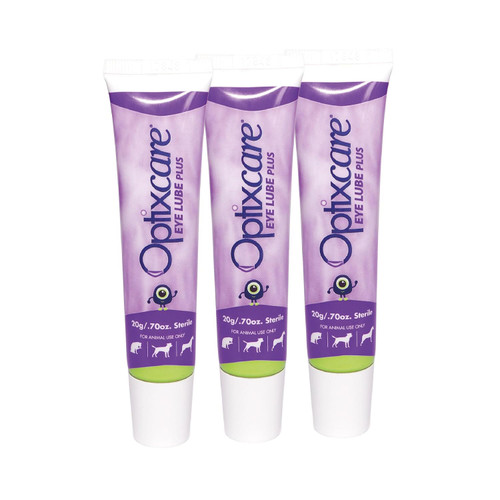 OptixCare Eye Lube Plus + Hyaluron 20g for Dog Cat Horses, Pack of 3