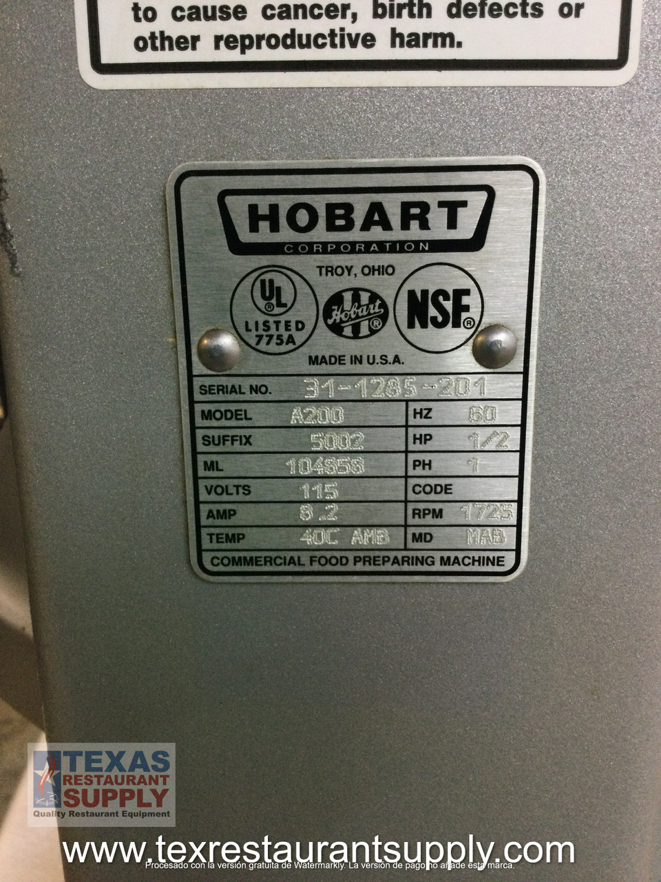 HOBART Mixer Legacy Tempo E Velocit&agrave; 874809 Modelli Manopola HL120