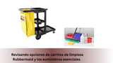 revisando opciones de carritos de limpieza Rubbermaid y los suministros esenciales 