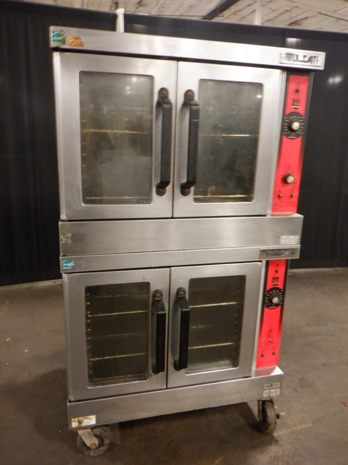 BAKERS PRIDE ELECTRIC DOUBLE STACK CONVECTION OVEN WITH CASTERS NO WARRANTY MANUFACTURER